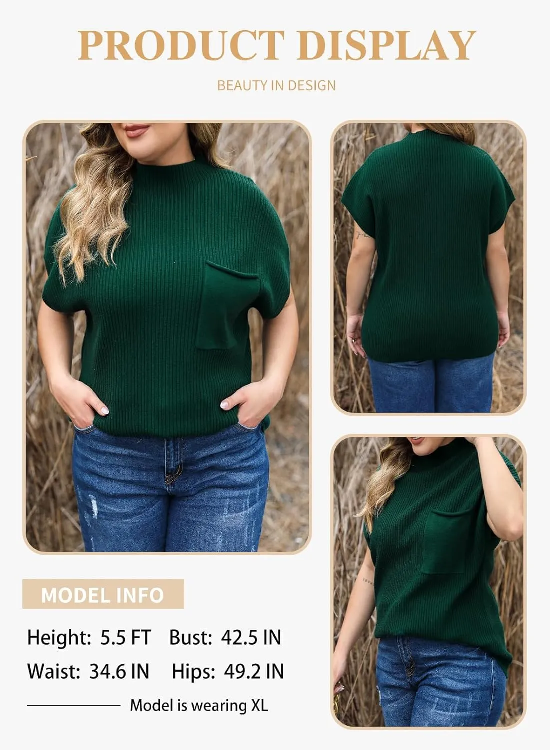 Eytino Womens Plus Size Tops Summer Cap Sleeve Crew Neck Casual Loose Solid Ribbed Knit Basic Tee Shirt(1X-5X)